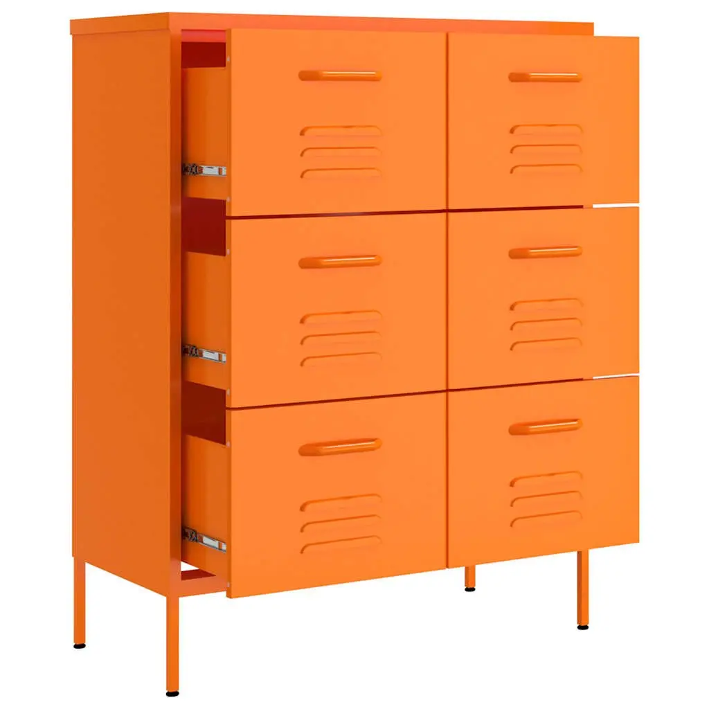 Storage Cabinet Steel Organizer with 6 Drawers Orange 80 x 35 x 101.5 cm