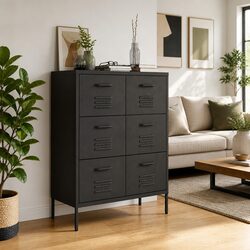 Drawer Storage Cabinet Anthracite 80x35x101.5cm Steel Organiser 6 Drawers