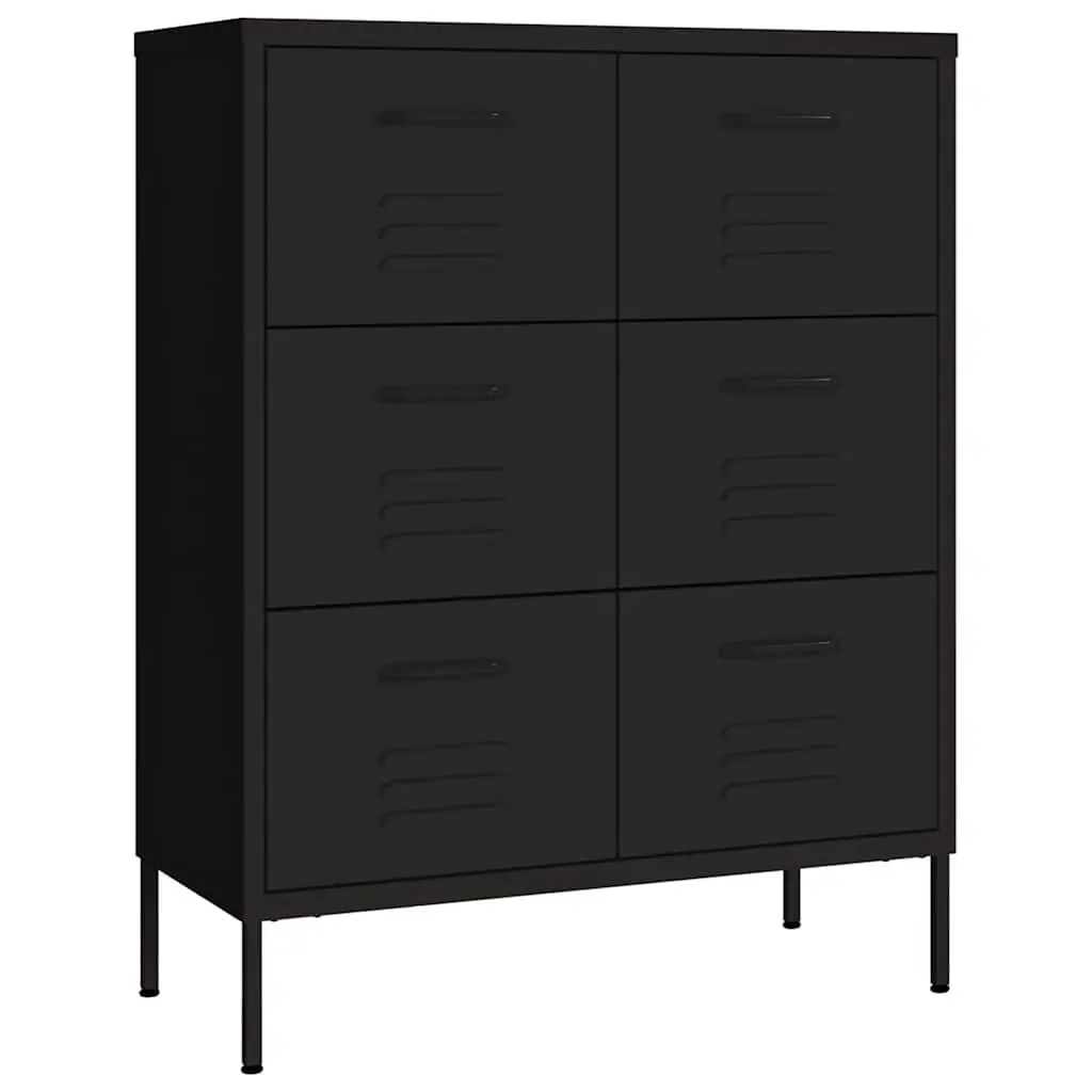 Storage Cabinet 6 Drawer Black Steel Chest Organizer