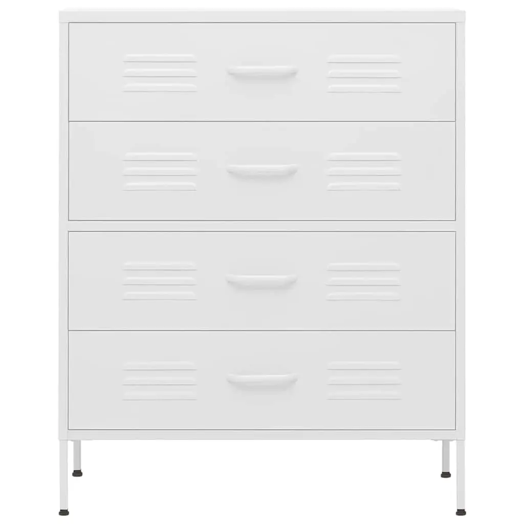 Chest of Drawers Steel Construction Fully Extendable Drawers White