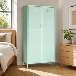 Wardrobe Cabinet Green 90x50x180cm Steel Storage Cupboard Clothing Organiser