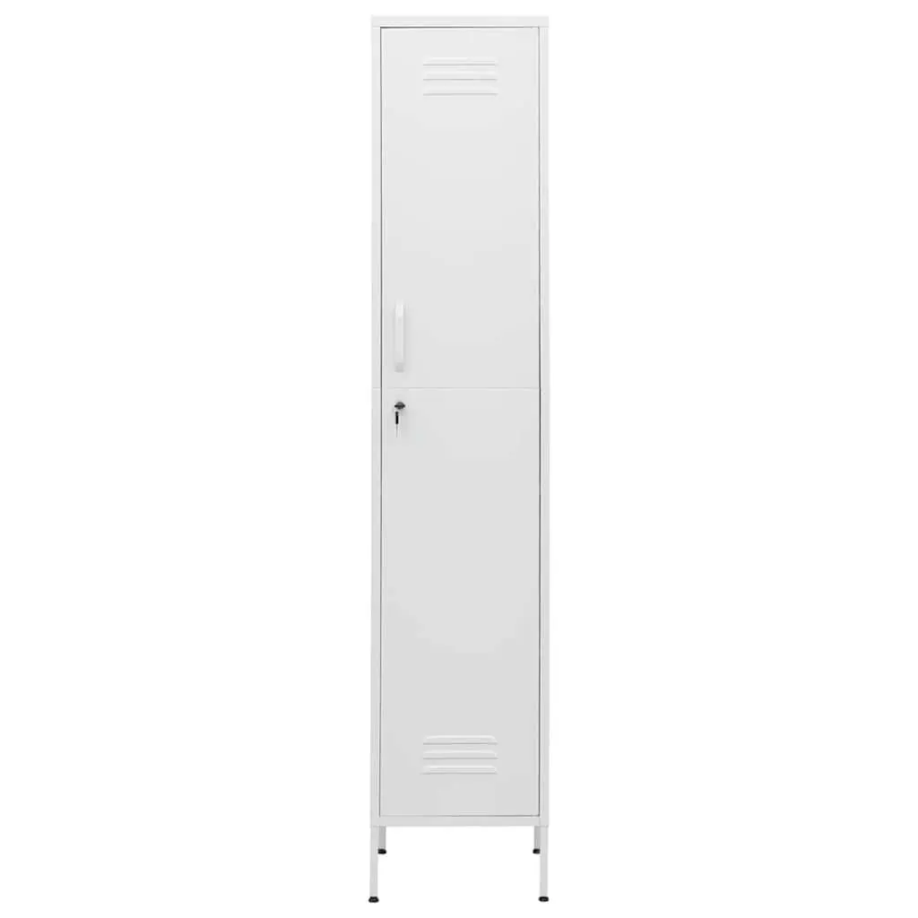 Locker Storage Cabinet Steel White 4 Adjustable Shelves with Locks for Office