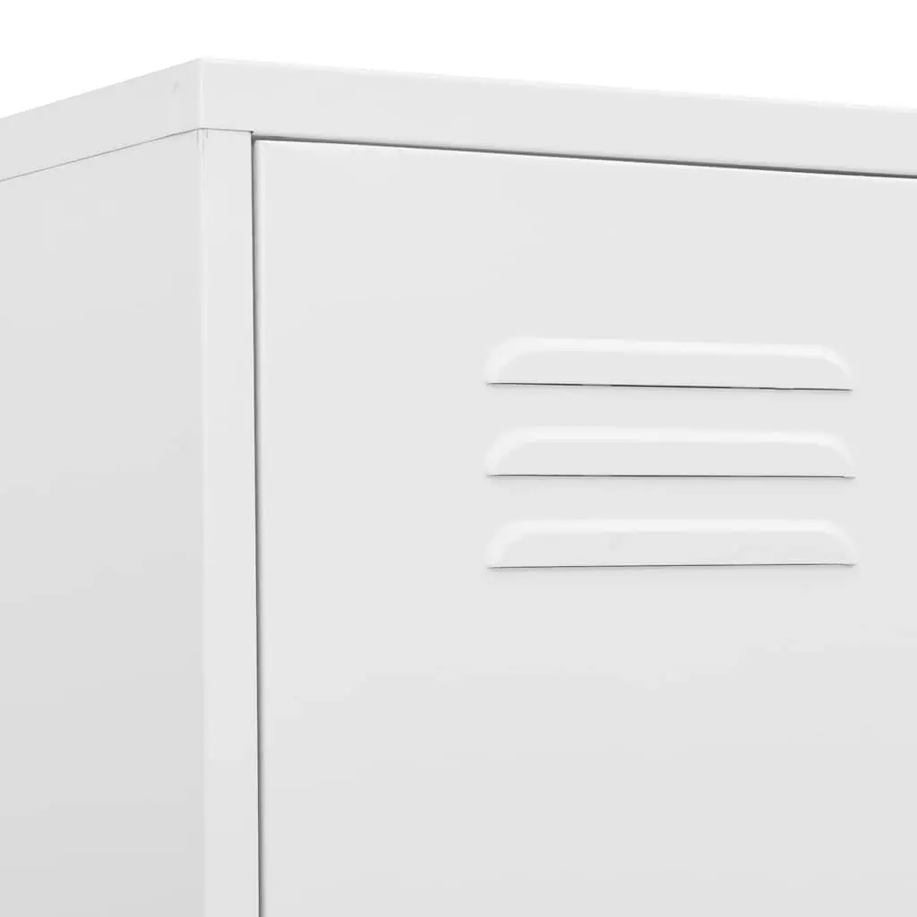 Locker Storage Cabinet Steel White 4 Adjustable Shelves with Locks for Office