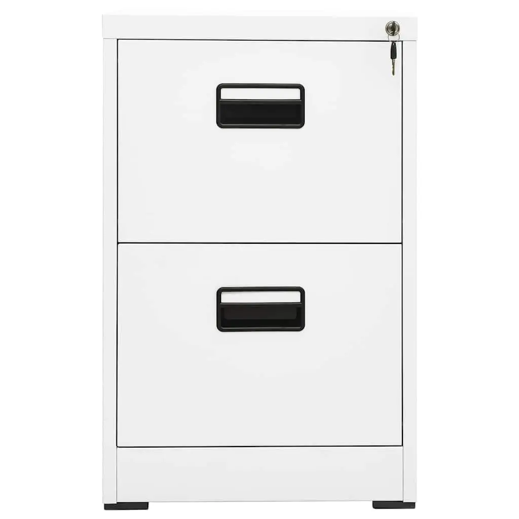 Filing Cabinet 2 Drawer Steel White 46x62x72.5cm