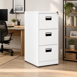 Filing Cabinet White 3 Drawer Steel Office Storage Hanging File Organizer