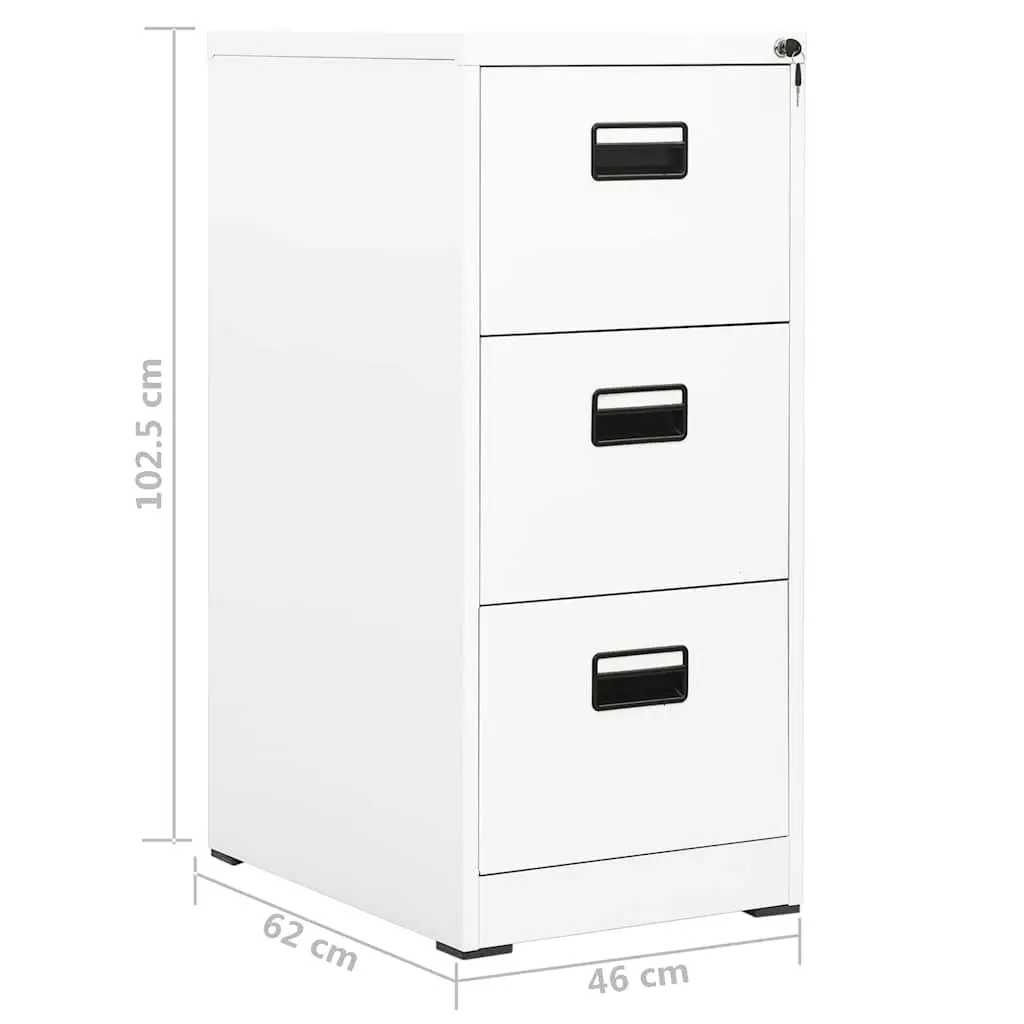 Filing Cabinet Steel 2 Drawer Lockable White Office Storage