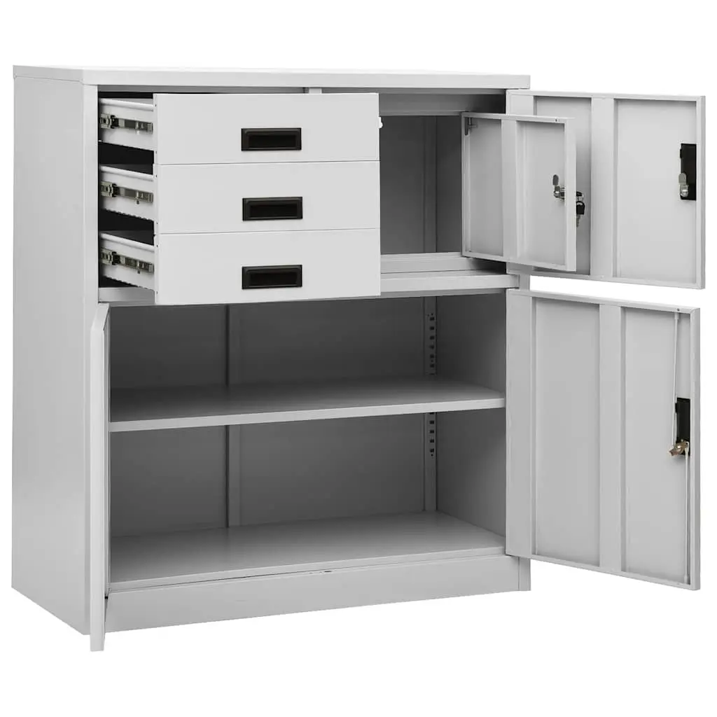 Office Storage Cabinet Steel Grey Adjustable Shelf Filing Locker