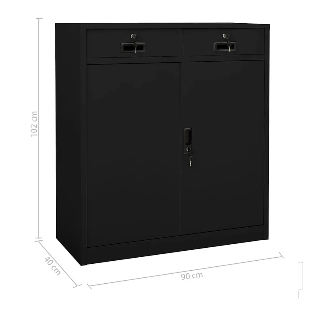 Office Storage Cabinet Black Steel File Organizer Locker 90x40x102cm Shelves