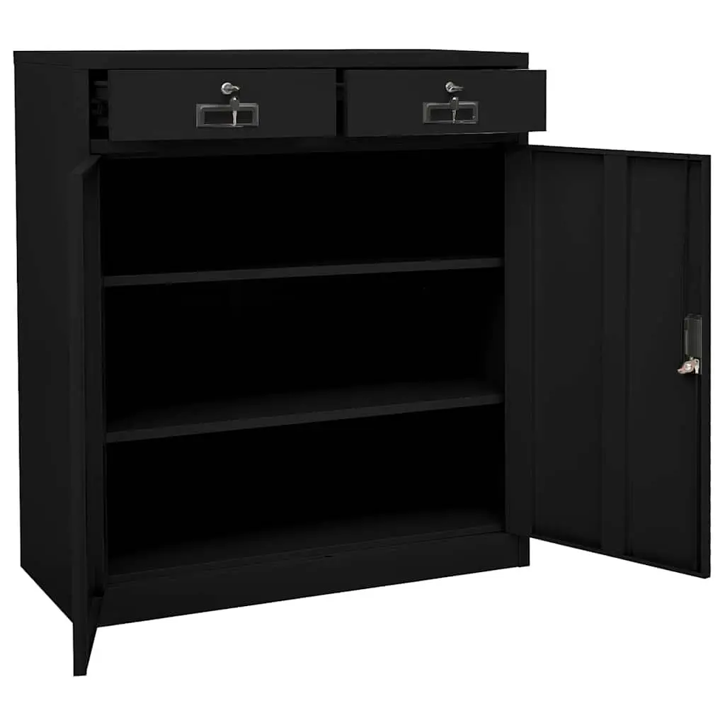 Office Storage Cabinet Black Steel File Organizer Locker 90x40x102cm Shelves
