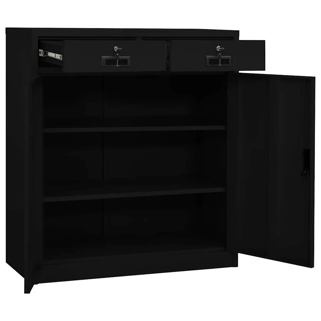 Office Storage Cabinet Black Steel File Organizer Locker 90x40x102cm Shelves