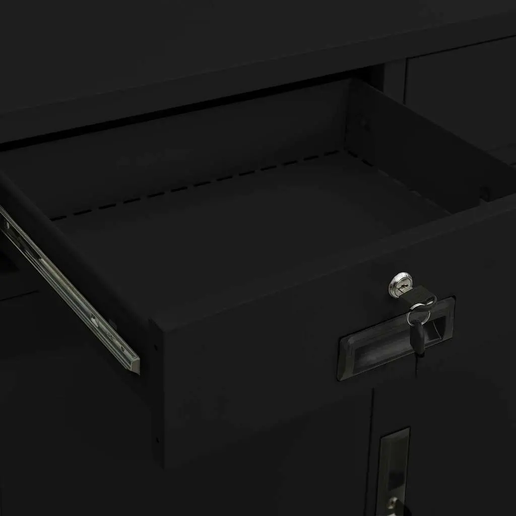 Office Storage Cabinet Black Steel File Organizer Locker 90x40x102cm Shelves