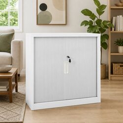 Sliding Door Storage Cabinet Grey Steel Shelves Lockers Organizer 90x40x90cm
