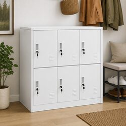 Locker Cabinet Storage Organiser Light Grey Steel Modern Design Office Home
