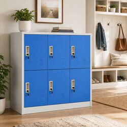 Locker Cabinet Storage Organiser Steel Blue Modern Design Office School Home