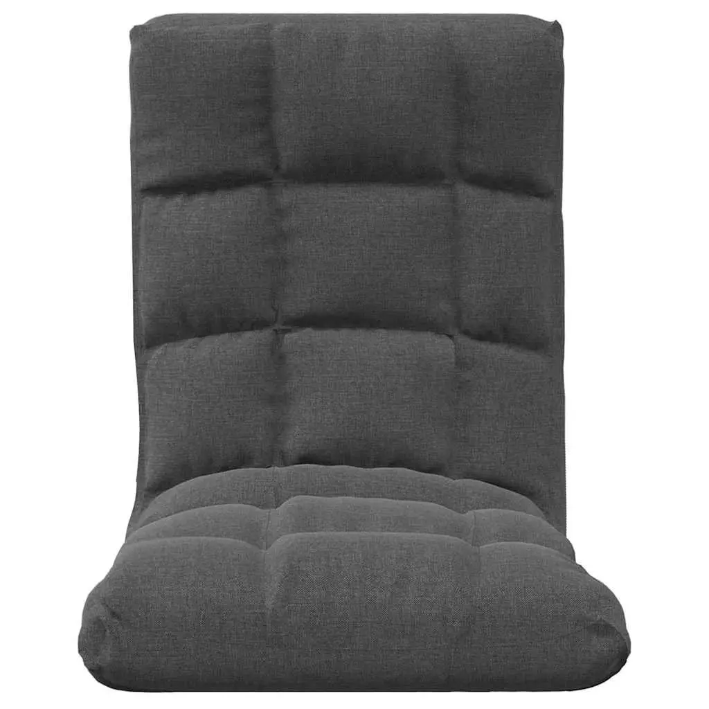Folding Floor Chair Adjustable Reclining Seat Grey Fabric Padded Lounger