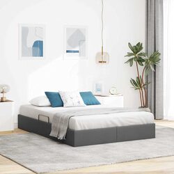 Storage Bed Grey Fabric 137x190cm Hydraulic Lift Bedroom Furniture Frame