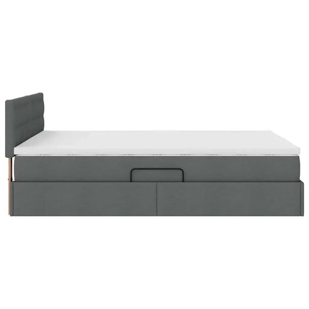 Storage Bed with LED Lighting Gas Lift Dark Grey 152x203cm Upholstered Frame