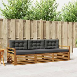 Outdoor Sofa Set 3 Pieces Natural Anthracite Garden Furniture Acacia Wood Patio