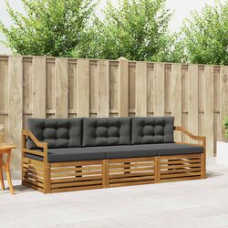 Outdoor Sofa Set 3 Pieces Natural Anthracite Garden Furniture Modular Patio