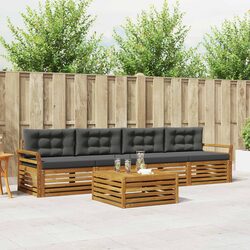 Outdoor Sofa Set 5 Piece Garden Furniture Armchair Cushion Natural Anthracite