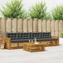 Outdoor Sofa Set 5 Pieces with Cushion Garden Terrace Furniture Natural
