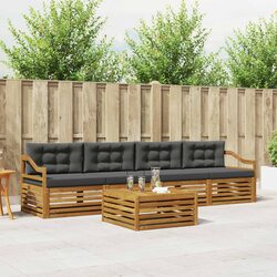 Outdoor Sofa Set 5-Piece Garden Furniture Modular Lounge with Cushion Acacia