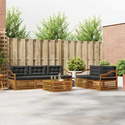 Outdoor Sofa Set 6 Piece Garden Furniture Natural Anthracite Acacia Wood Lounge