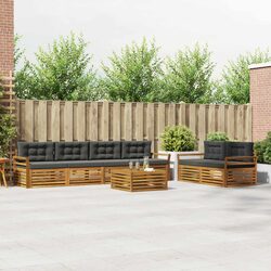 Outdoor Sofa Set 7 Piece Garden Furniture Natural Anthracite Acacia Wood Cushion