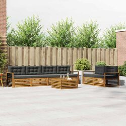 Outdoor Sofa Set 7 Piece Garden Furniture with Cushions Natural Anthracite