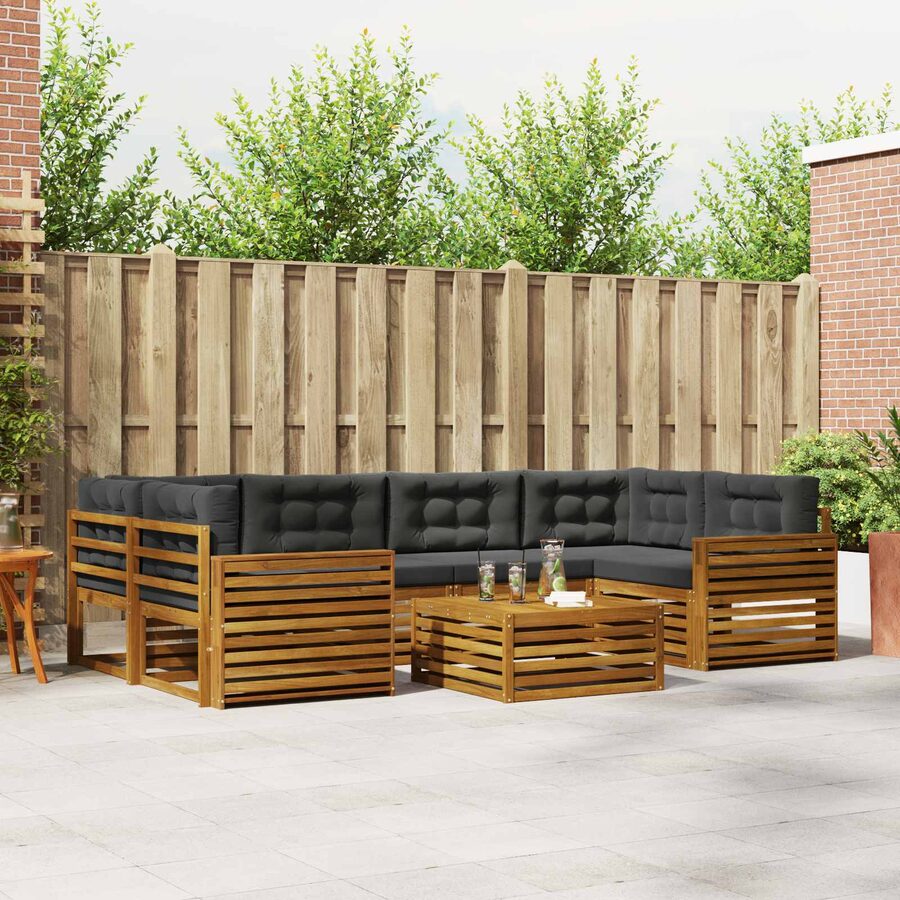 Outdoor Sofa Set 7 Piece Garden Furniture Natural Anthracite Acacia Wood Lounge