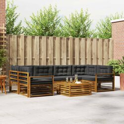 Outdoor Sofa Set 7 Piece Garden Furniture Natural Anthracite Cushions Patio