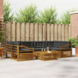 Outdoor Sofa Set 7 Piece with Cushions Natural Anthracite Garden Furniture
