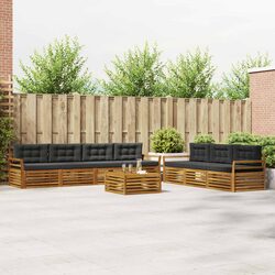Outdoor Sofa Set 8 Pieces Natural Anthracite Garden Furniture Modular Patio