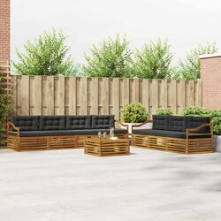 Outdoor Sofa Set 8 Piece Modular Garden Furniture Natural Anthracite Acacia