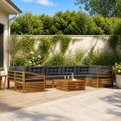 Outdoor Sofa Set 8 Pieces Garden Furniture Modular Lounge Seating Natural