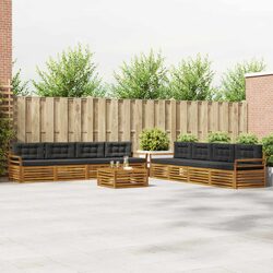 Outdoor Sofa Set Modular Garden Furniture 9 Pieces Natural Anthracite Acacia