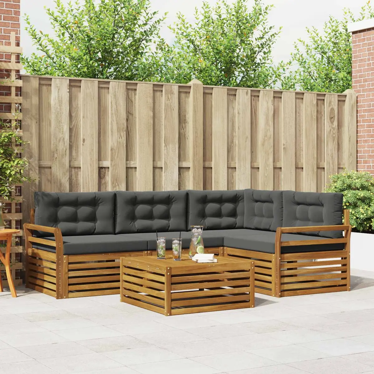 5-Piece Outdoor Sofa Set Garden Furniture Cushion Patio Lounge Natural