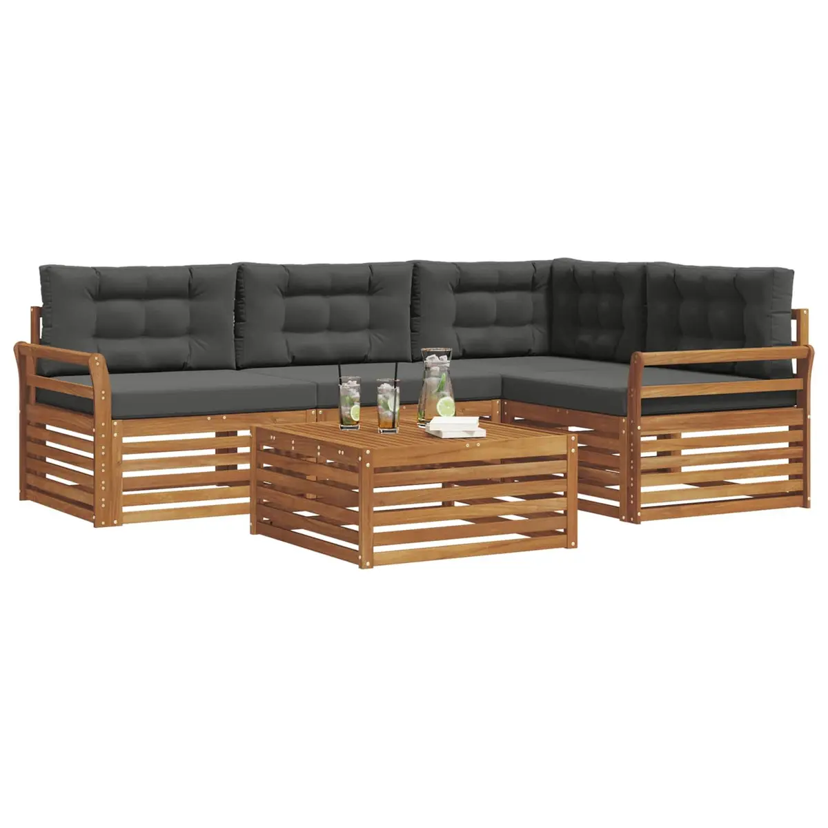 5-Piece Outdoor Sofa Set Garden Furniture Cushion Patio Lounge Natural