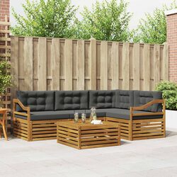 Outdoor Sofa Set 5 pcs Garden Furniture Modular Lounge with Cushions Brown