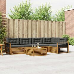 Outdoor Sofa Set 6 Pieces Garden Furniture Modular Lounge Seating with Cushions
