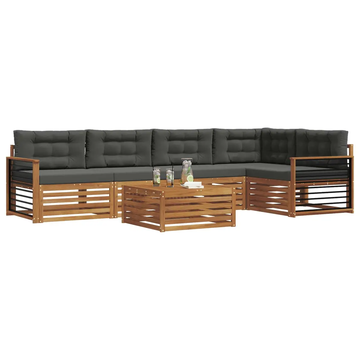 Outdoor Sofa Set 6 Pieces Garden Furniture Modular Lounge Seating with Cushions