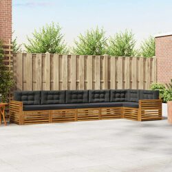Outdoor Sofa Set 6 Piece Garden Furniture Lounge Modular with Cushions Brown