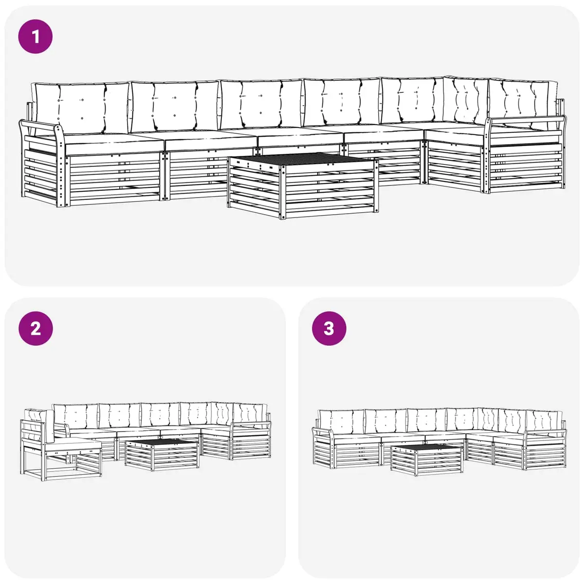 Outdoor Sofa Set 7 Pieces Acacia Wood Furniture Garden Patio Lounge with
