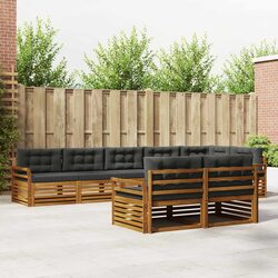 Outdoor Sofa Set 8 pcs Modular Garden Furniture with Cushions Brown Anthracite