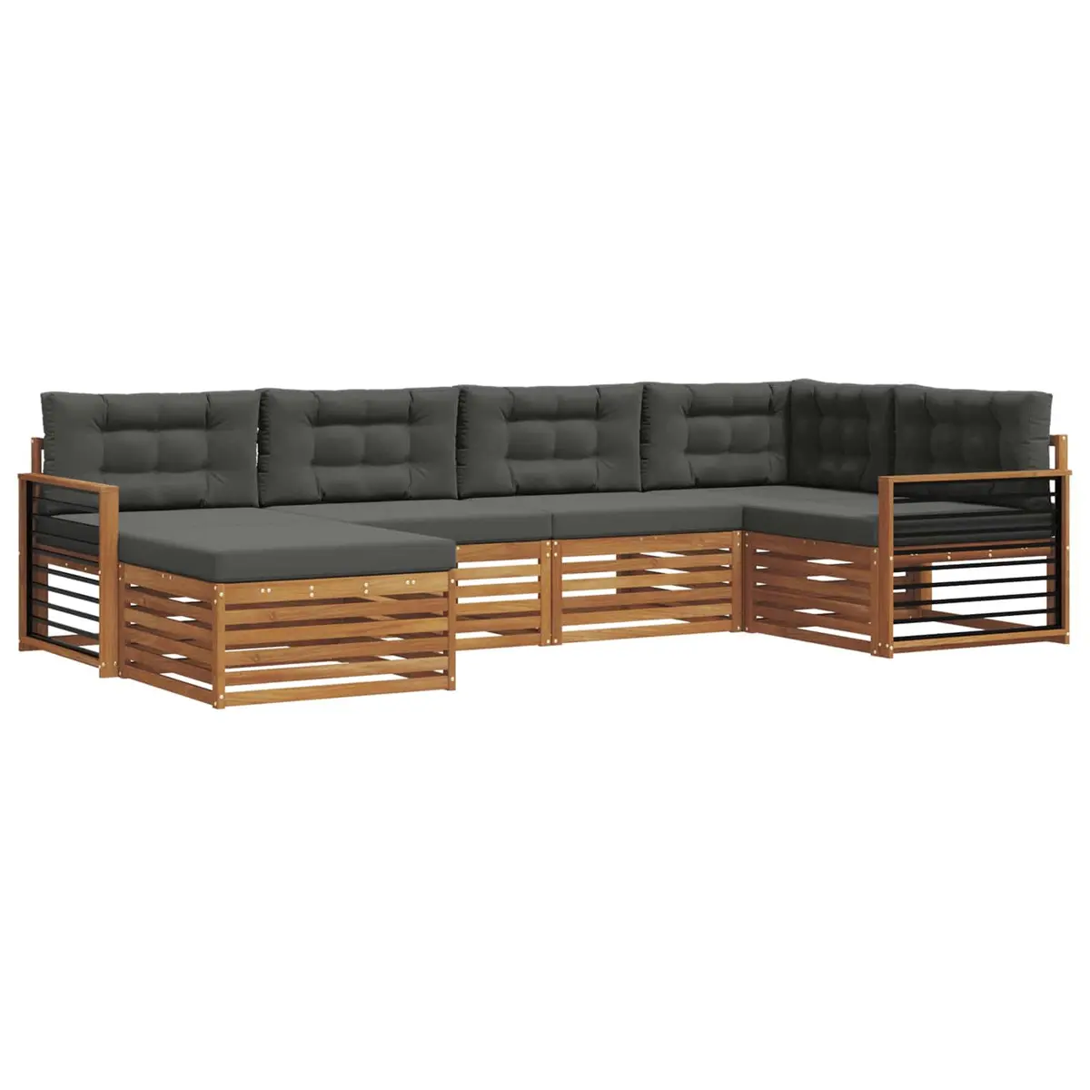 Outdoor Sofa Set 6 Piece Garden Furniture Patio Lounging Natural Anthracite