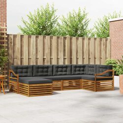 Outdoor Sofa Set 6 Piece Garden Furniture Natural Anthracite with Cushions