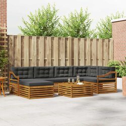 Outdoor Sofa Set 7 Piece Garden Furniture Acacia Wood with Cushions Brown