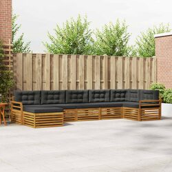 Outdoor Sofa Set 7 Piece Garden Furniture Natural Anthracite Brown Cushion