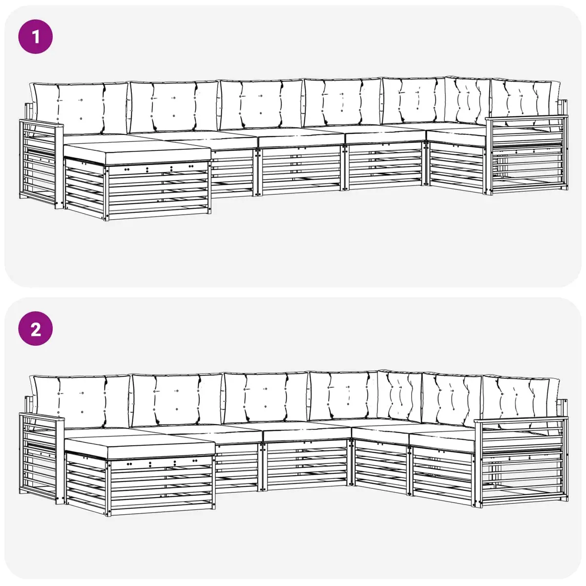 Outdoor Sofa Set 7 Piece Garden Furniture Natural Anthracite Acacia Wood Lounge