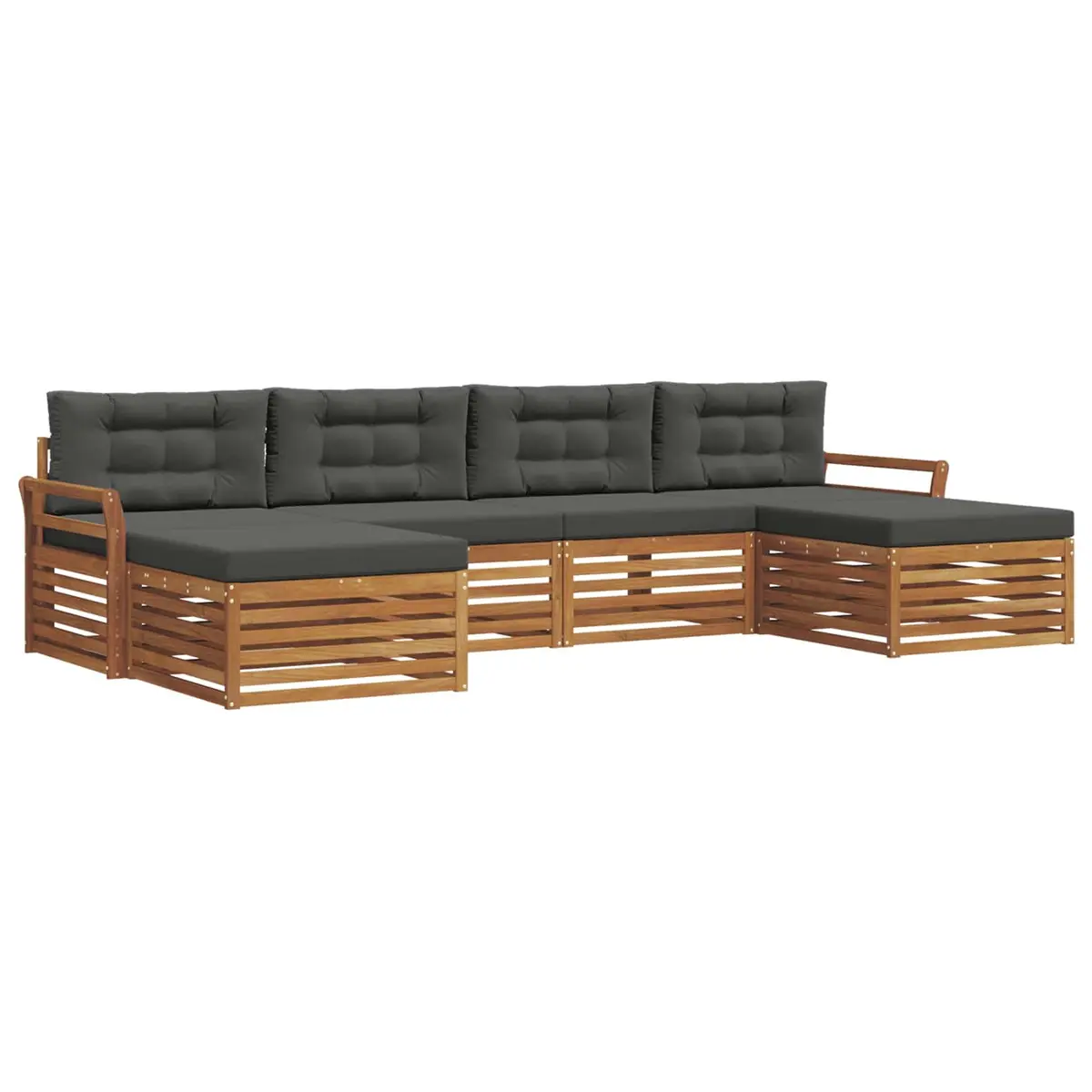 Outdoor Sectional Sofa Set 6 Pieces Modular Garden Patio Furniture Natural